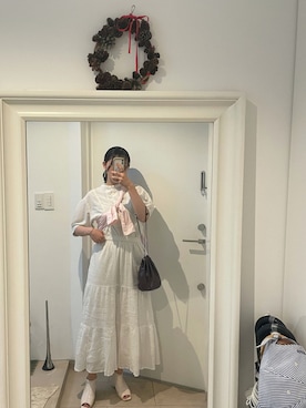 「シャツアレンジ」｜「アイテム（アクセサリー）」を使った、みたんさん（レディース・157cm）の夏コーディネート