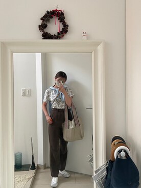「アイテム（リング、オレンジ系）」を使った、みたんさん（レディース・157cm）の秋コーディネート