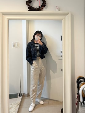 「CROWN（クラウン）のアイテム」を使った、はんみさん（レディース・157cm）の春コーディネート