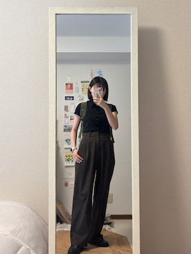 「UNIQLO（ユニクロ）のアイテム（スラックス）」を使った、はんみさん（レディース・157cm）の夏コーディネート