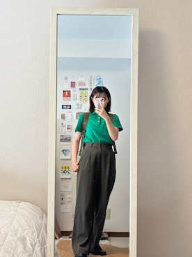 「アイテム（ポロシャツ）」を使った、はんみさん（レディース・157cm）の秋コーディネート