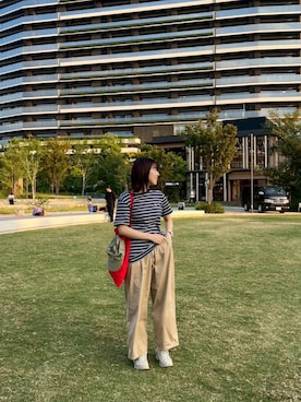 「L.L.Bean（エルエルビーン）のアイテム（帽子）」を使った、はんみさん（レディース・157cm）の秋コーディネート