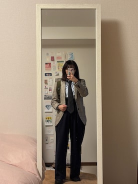 「アイテム（バックパック/リュック）」を使った、はんみさん（レディース・157cm）の秋コーディネート