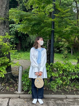 「アイテム（リング、オレンジ系）」を使った、みたんさん（レディース・157cm）の春コーディネート
