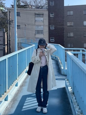 「アイテム（ジャケット/アウター、ホワイト系）」を使った、みたんさん（レディース・157cm）の春コーディネート