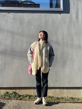 「w closet（ダブルクローゼット）のアイテム（その他アウター）」を使った、みたんさん（レディース・157cm）の冬コーディネート