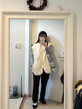 「w closet（ダブルクローゼット）のアイテム（その他アウター）」を使った、みたんさん（レディース・157cm）の春コーディネート