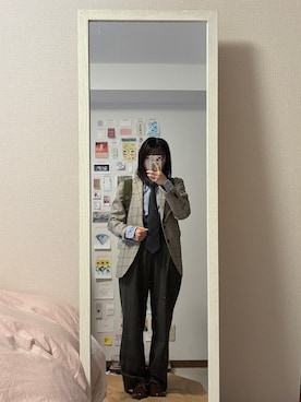 「アイテム（バックパック/リュック）」を使った、はんみさん（レディース・157cm）の秋コーディネート