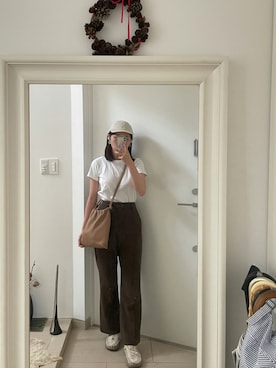 「w closet」｜「アイテム（帽子）」を使った、みたんさん（レディース・157cm）の秋コーディネート