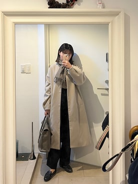 「アイテム（ノーカラーコート）」を使った、みたんさん（レディース・157cm）の秋コーディネート