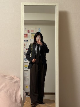 「アイテム（ネクタイ）」を使った、はんみさん（レディース・157cm）の冬コーディネート