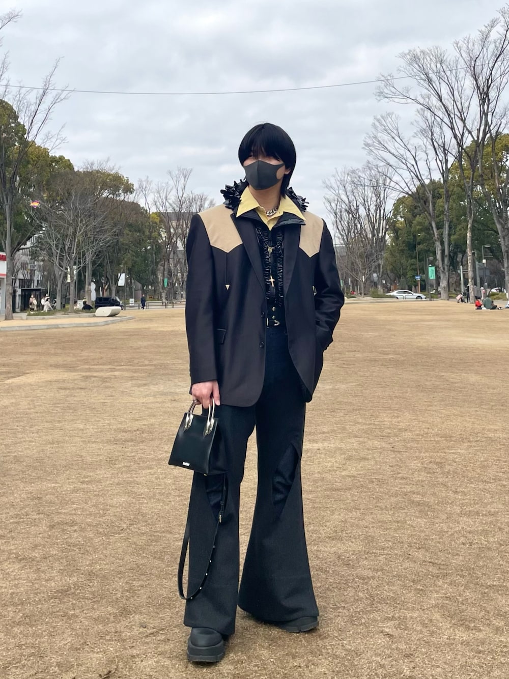 「ootd、jieda、used、MASU、TOGA VIRILIS、pabepabe、Wrangler、both、ウエスタンジャケット、アノラックパーカー、ロザリオ、チャップス、フレアデニム、お洒落さんとつながりたい、モード」｜「JiedaのSWITCHING WIDE CHAIN NECKLACE（ネックレス、シルバー系）」を使った、こうすけさん（メンズ・173cm）の冬コーディネートの1枚目の写真