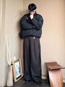 「アイテム（スラックス）」を使った、takumaさん（メンズ・180cm）の冬コーディネート