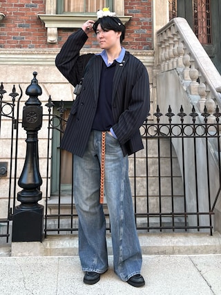 「LA VORAGINE（ラ ヴォラジネ）のやわらかいショルダーバッグ（ショルダーバッグ）」を使った、takumaさん（メンズ・180cm）の秋コーディネート