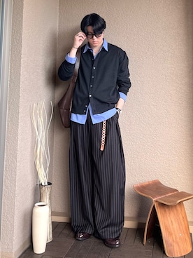 「アイテム（スラックス）」を使った、takumaさん（メンズ・180cm）の秋コーディネート