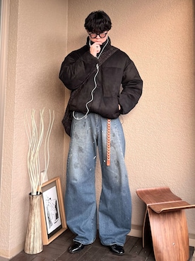 「アイテム（イヤーカフ）」を使った、takumaさん（メンズ・180cm）の冬コーディネート