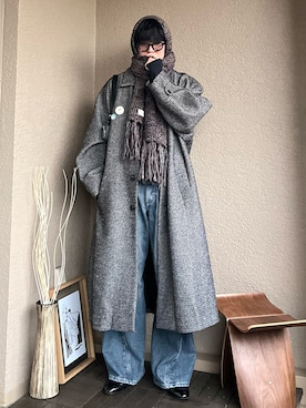 「アイテム（ステンカラーコート）」を使った、takumaさん（メンズ・180cm）の冬コーディネート