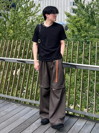 「WYM LIDNM(ウィム バイ リドム)のVOLUME INSOLE RACING FLAT SHOES(スニーカー)」を使った、takumaさん(メンズ・180cm)の夏コーディネート