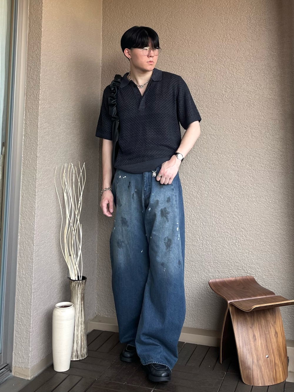 マルチカラージャガードニットポロ MULTI COLLAR JACQUARD KNIT POLO/マルチカラージャガード