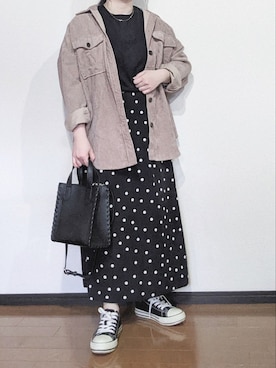 「コーデュロイシャツ」｜さやかさん（レディース・153cm）の春コーディネート