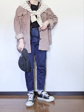「コーデュロイシャツ」｜さやかさん（レディース・153cm）の春コーディネート