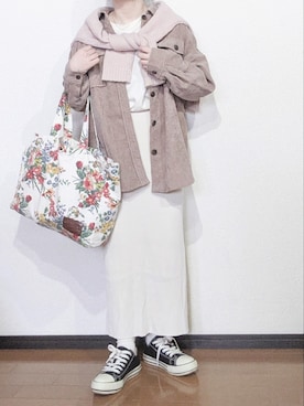 「コーデュロイシャツ」｜さやかさん（レディース・153cm）の春コーディネート