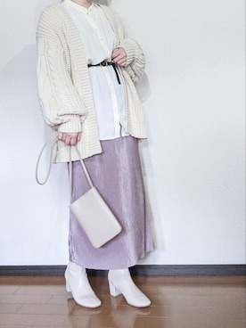 「ノーカラーシャツ」｜「アイテム（ブーツ）」を使った、さやかさん（レディース・153cm）の春コーディネート