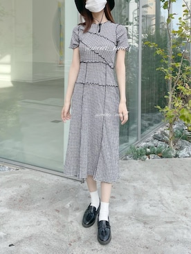 「メロートップス」｜「アイテム（ワンピース/ドレス）」を使った、naaさん（レディース・168cm）の秋コーディネート