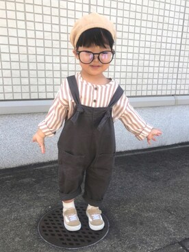 「西松屋」｜「アイテム（ハンチング/ベレー帽）」を使った、ayanoさん（キッズ・90cm）の秋コーディネート
