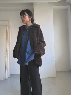 「アイテム（その他アウター、ブラウン系）」を使った、harunaさん（レディース・164cm）の秋コーディネート