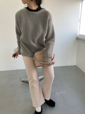 「URBAN RESEARCH DOORS（アーバンリサーチドアーズ）のピンタックフリルスタンドカラーブラウス（シャツ/ブラウス）」を使った、harunaさん（レディース・164cm）の冬コーディネート