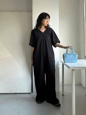 「モノトーンコーデ」｜「アイテム（オールインワン・サロペット）」を使った、harunaさん（レディース・164cm）の夏コーディネート