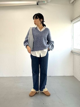 「ugg」｜「アイテム（スリッポン）」を使った、harunaさん（レディース・164cm）の冬コーディネート