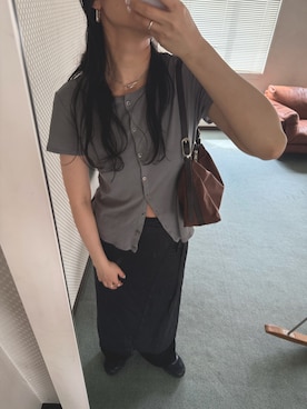 「SENSE OF PLACE by URBAN RESEARCH（センスオブプレイスバイアーバンリサーチ）の『別注』Healthknit×SENSE OF PLACE セットカーディガン（Cardigans、グレー系）」を使った、harunaさん（レディース・164cm）の春コーディネート