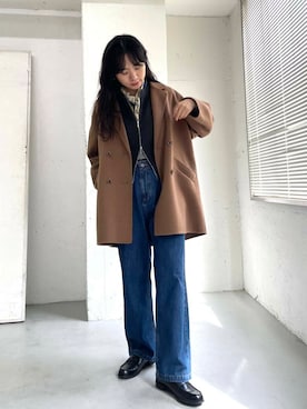 「レイヤード」｜「アイテム（その他アウター）」を使った、harunaさん（レディース・164cm）の秋コーディネート