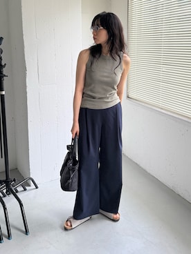 「URBAN RESEARCH DOORS（アーバンリサーチドアーズ）のNatural Cotton TankTop（Tank tops、グリーン系）」を使った、harunaさん（レディース・164cm）の春コーディネート