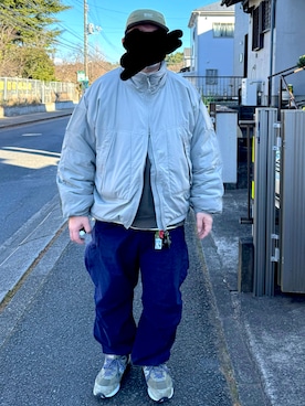 「アイテム（ミリタリージャケット）」を使った、O-RAMAさん（メンズ・171cm）の冬コーディネート