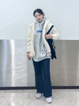 「MILKFED.」｜「アイテム（ブルゾン）」を使った、佐藤 舞花さん（レディース・161cm）の秋コーディネート