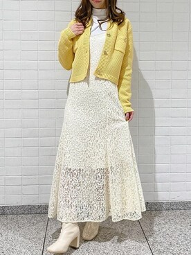 「レースワンピース」｜「アイテム（ノーカラージャケット）」を使った、clear(クリア)さん（レディース・155cm）の春コーディネート