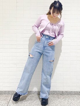 「アイテム（アンサンブル、パープル系）」を使った、clear(クリア)さん（レディース・151cm）の春コーディネート
