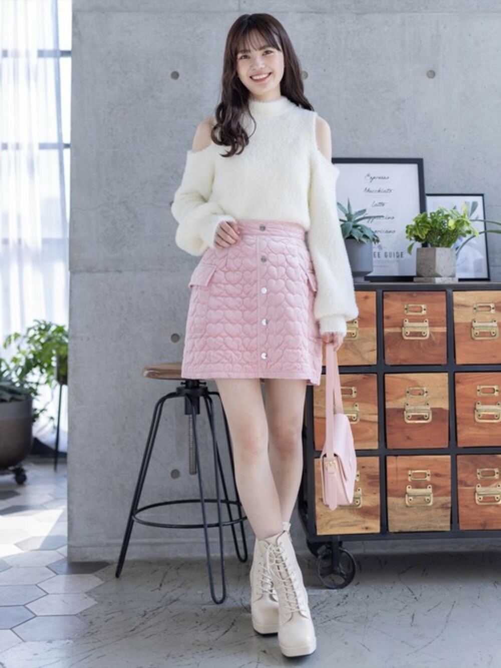 stylenanda キルティング セットアップ ミニスカート clear｜ハートキルティングミニスカート(セット可) | Rakuten