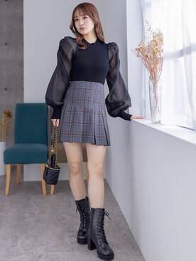 「オーガンジー」｜「アイテム（ブーツ）」を使った、clear(クリア)さん（レディース・154cm）の冬コーディネート