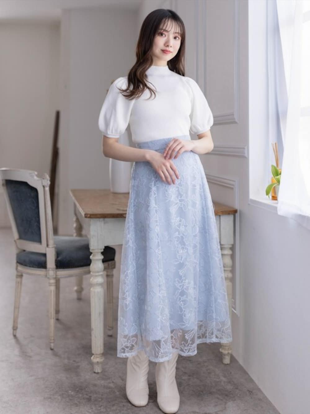 clear（クリア）の「花柄刺繍レースフレアスカート≪2024SS新作