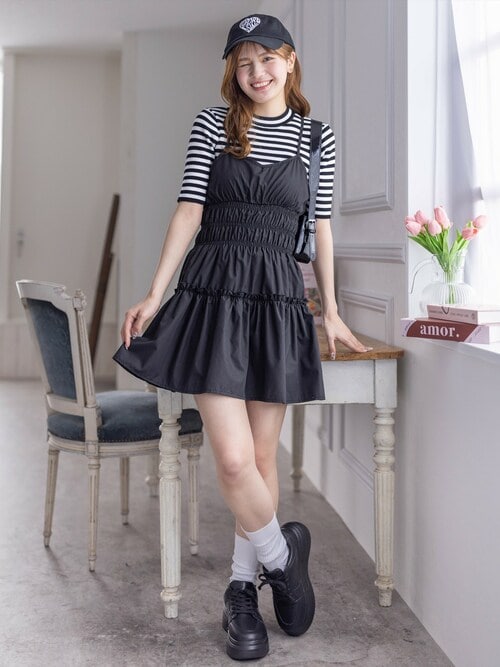 【amerge】フーディートップス×キャミミニワンピース amerge】フーディートップス×キャミミニワンピース