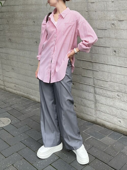 セール】オーバーサイズストライプシャツ［オフィスカジュアル