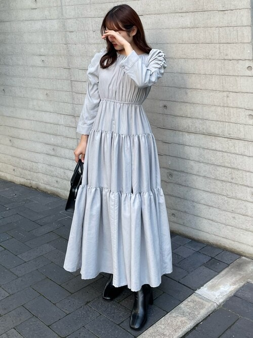 セール】【低身長用サイズ有】7分袖ピーチティアードギャザー