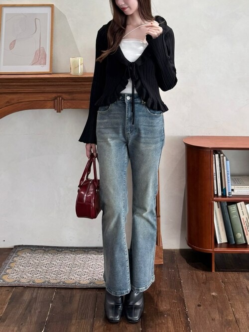welinoa新品レイヤード　リブカーディガン SALON adam et rope' カーディガン ローシルクリブニット2way