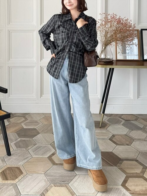 グレー チェック柄 長袖シャツ XL セール】タック入リチェック柄長袖シャツ［大人 カジュアル 着回し力