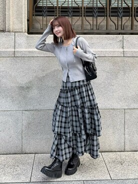 「ティアードスカート」｜「アイテム（ブーツ）」を使った、clear(クリア)さん（レディース・161cm）の春コーディネート