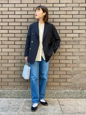 「アイテム（その他アウター、ブルー系）」を使った、西平さん（レディース・160cm）の冬コーディネート
